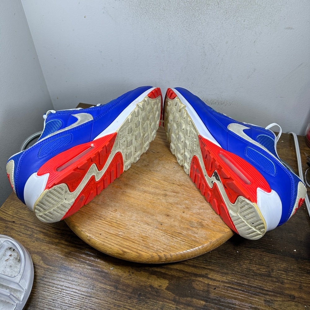 Nike Air Max 90 Mens Shoes Signal Blue Game Royal Chile Red DM8316-400 Size 12.5 - Picture 7 of 8